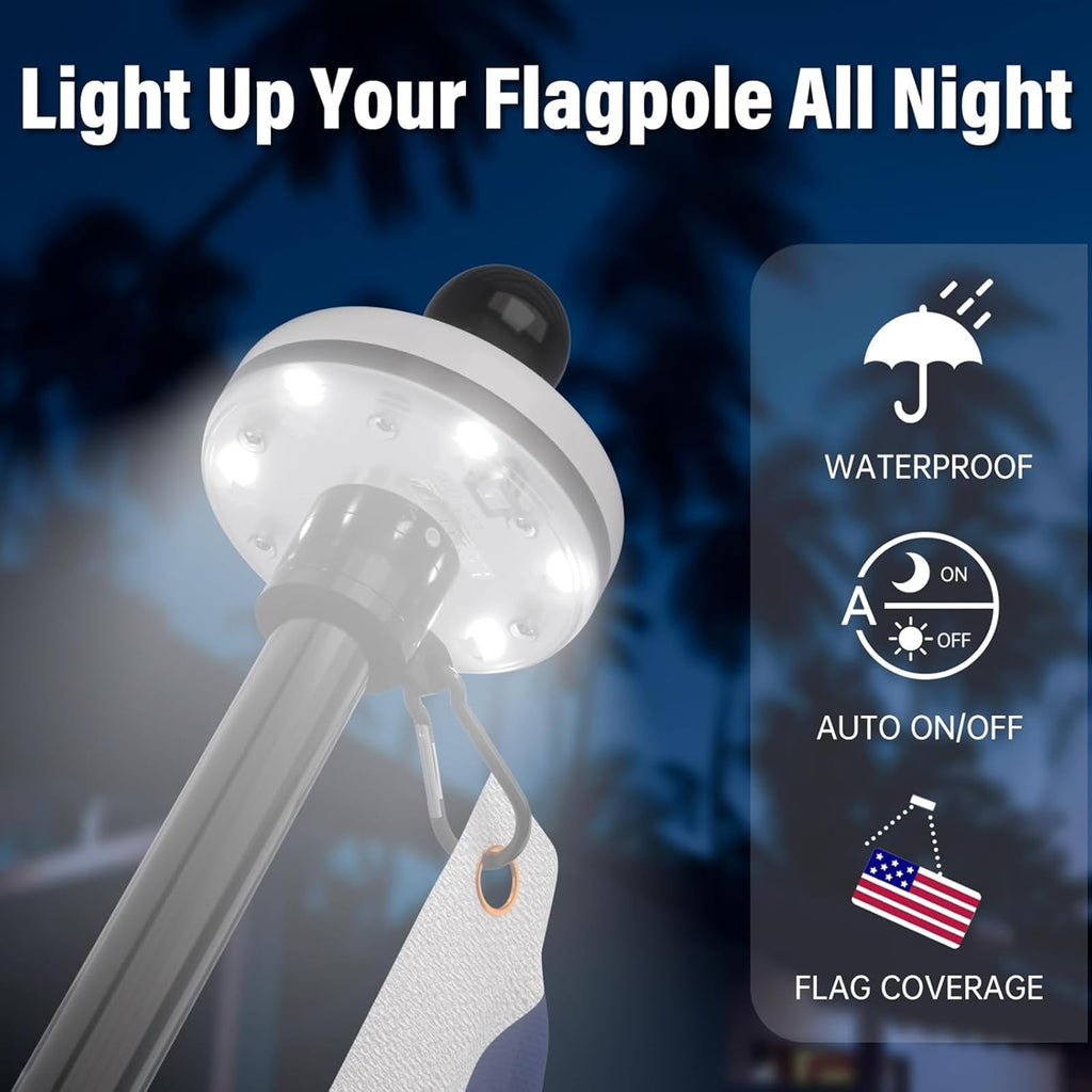 5FT Black Stainless Steel Flag Pole Kit with Solar Light and American Flag H99604