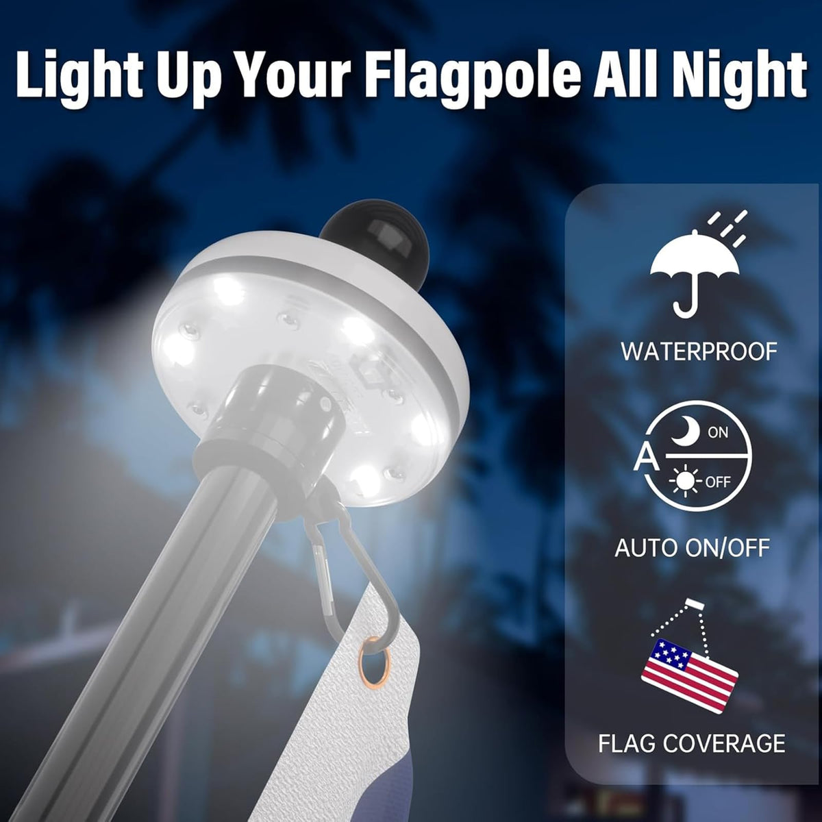 5FT Black Stainless Steel Flag Pole Kit with Solar Light and American Flag H99604