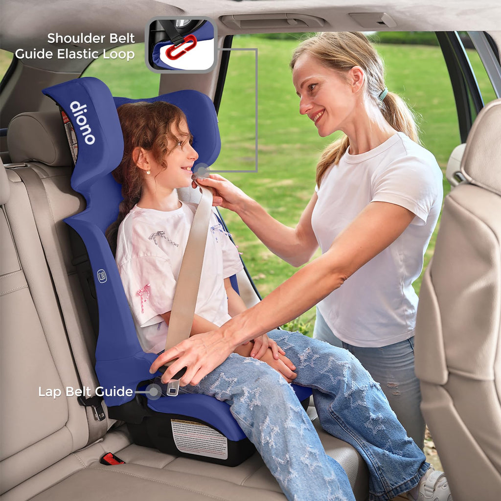 Foldable High Back Booster Seat, 40–100 lbs, Blue X732