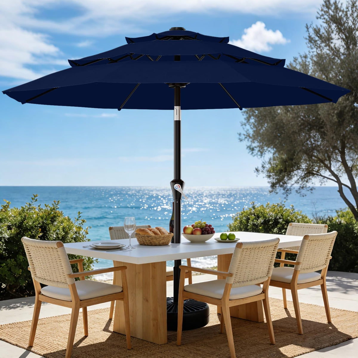9ft 3-Tier UV Protection Windproof Patio Umbrella Q151