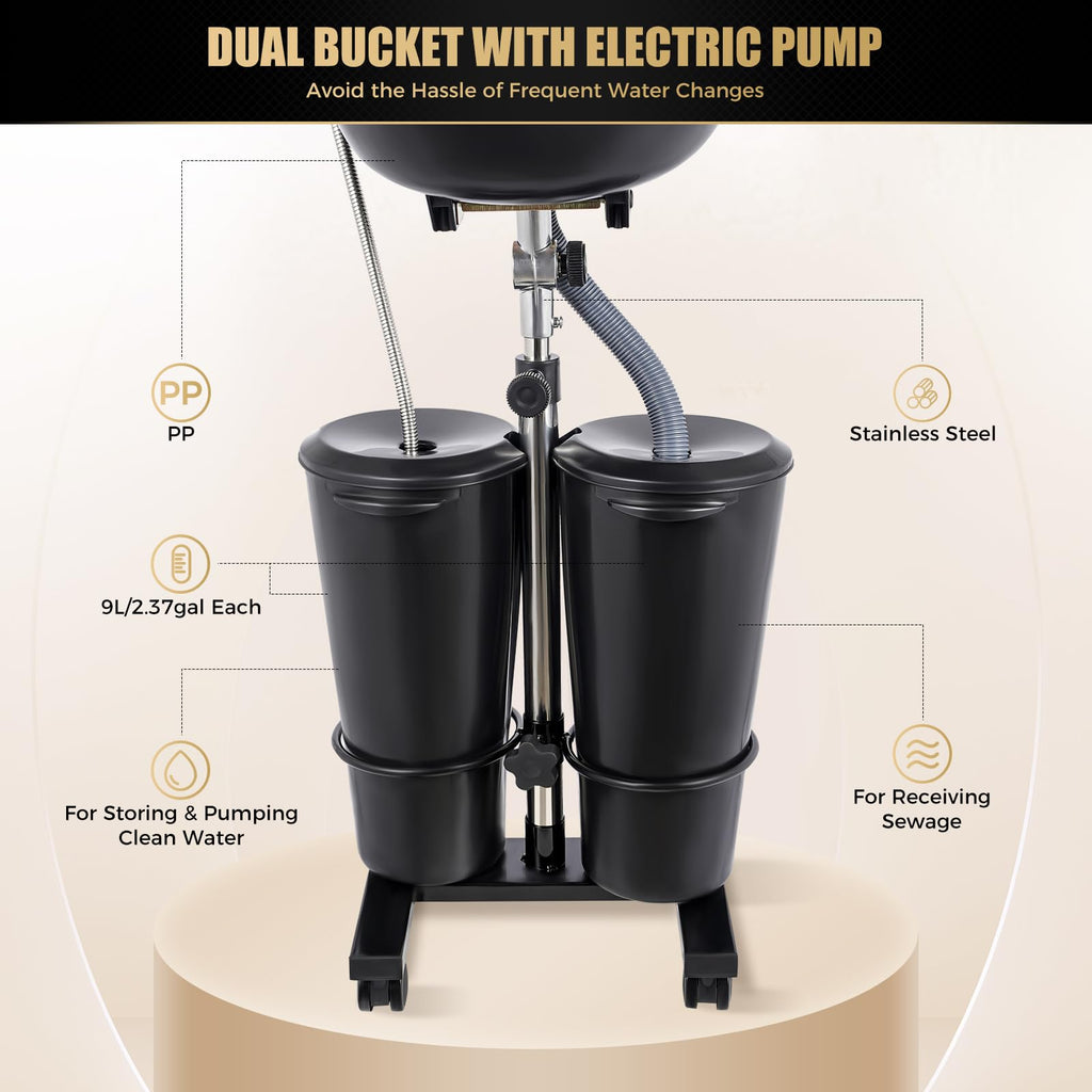 Portable Shampoo Bowl with Electric Pump and 4 Wheels B8108