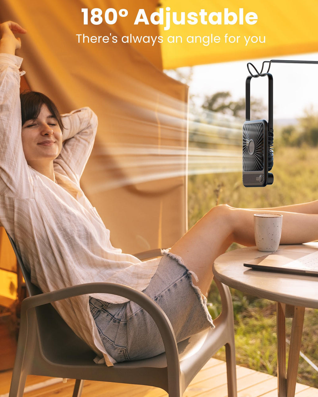 Battery Operated Desk Fan, 5'' Portable USB Fan, 11h Runtime, 3 Speeds C240
