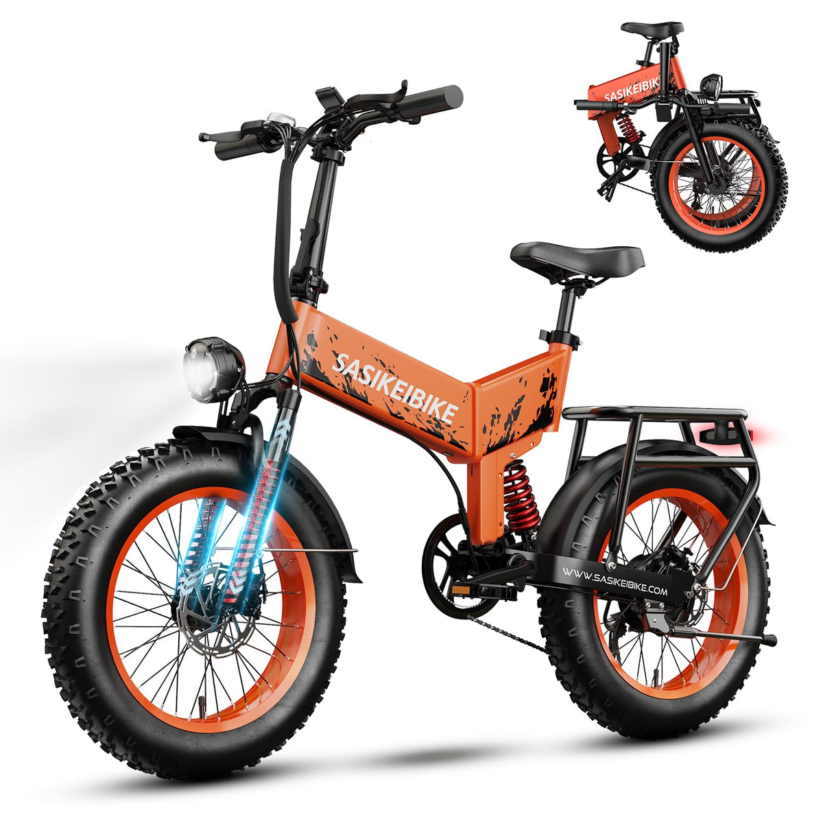Foldable Electric Bike 1500W 52V 20AH 20" Fat Tire Full Suspension P891