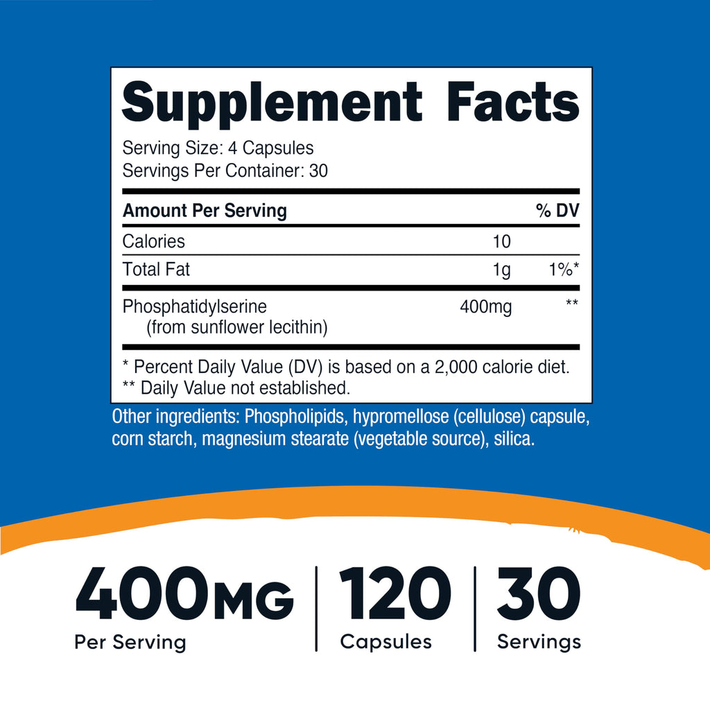 Phosphatidylserine 400mg 120 Capsules Gluten Free J5669