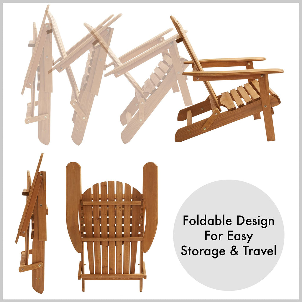 Folding Adirondack Chair Cedar Wood Outdoor Lounge Chair O27378