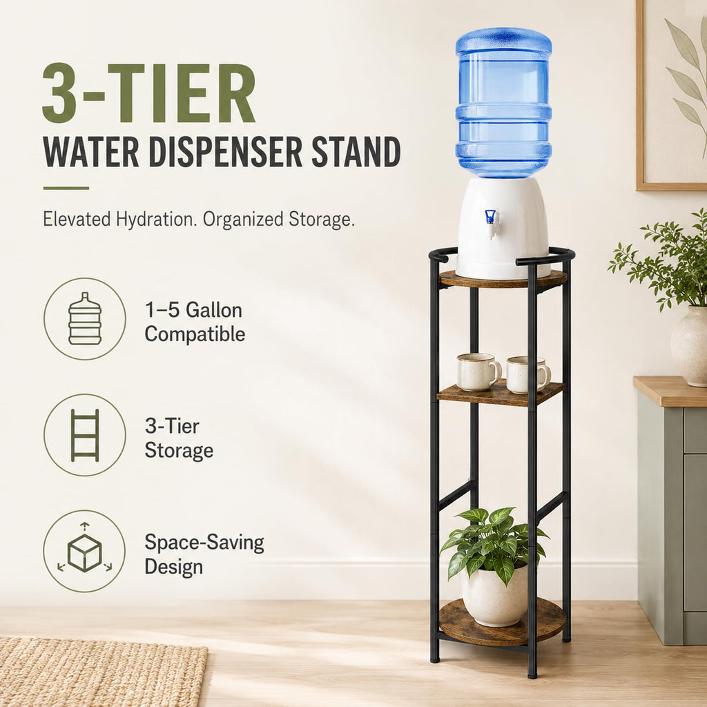 Wood 5 Gallon Water Dispenser Stand with Storage Shelf B236