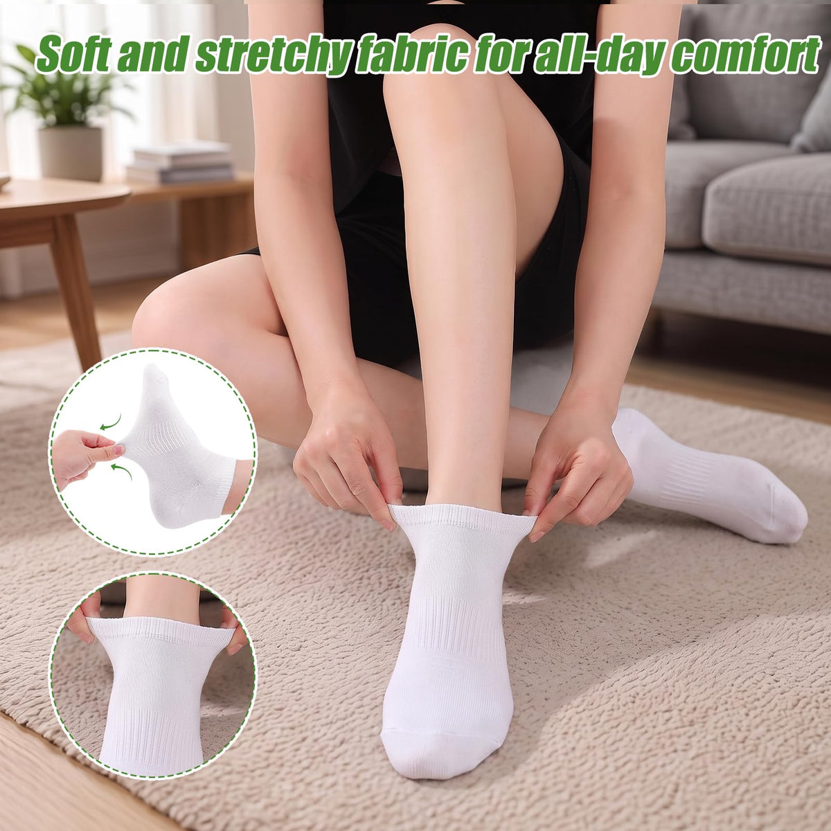 6 Pairs Breathable Bamboo Viscose Ankle Socks J34444