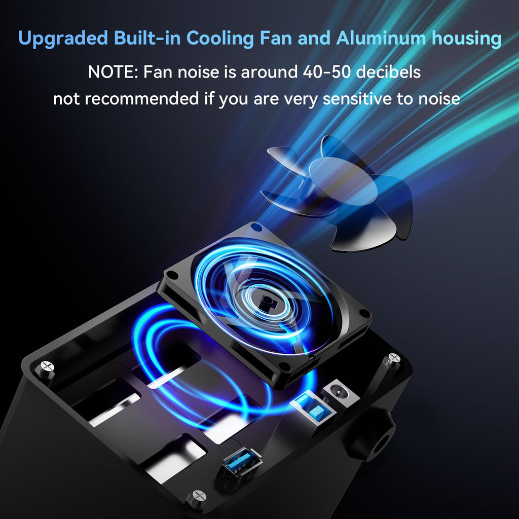 Aluminum 2 Bay Hard Drive Enclosure with Cooling Fan O645130