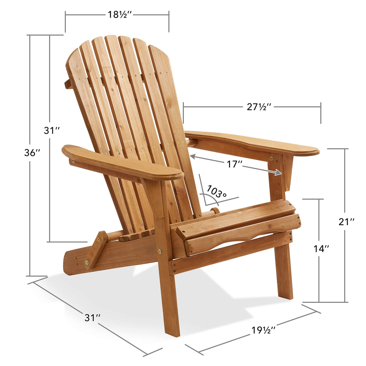 Folding Adirondack Chair Cedar Wood Outdoor Lounge Chair O27378