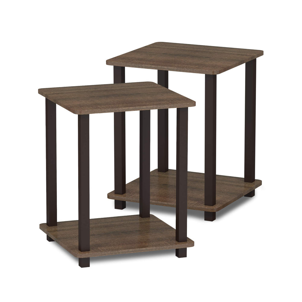 Set of 2 End Table Walnut Brown U72772