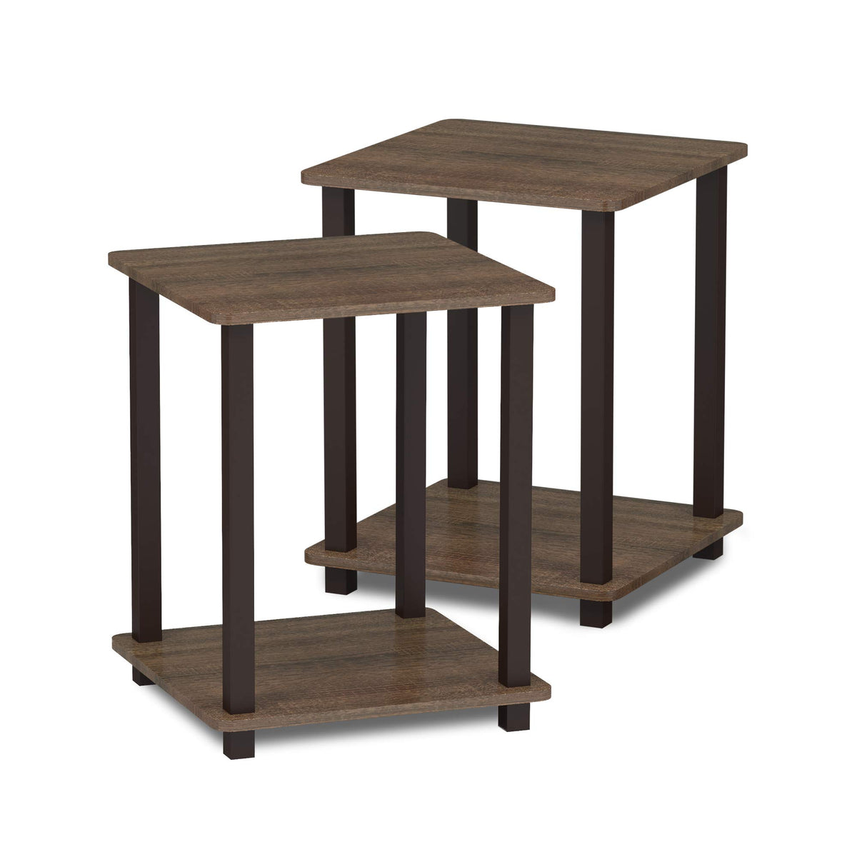 Set of 2 End Table Walnut Brown U72772