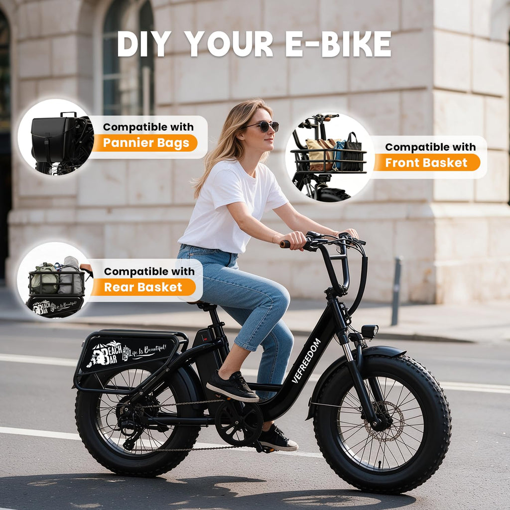 Electric Bike with 1500W Motor 48V 20Ah Battery 20" Fat Tire 7-Speed T6334