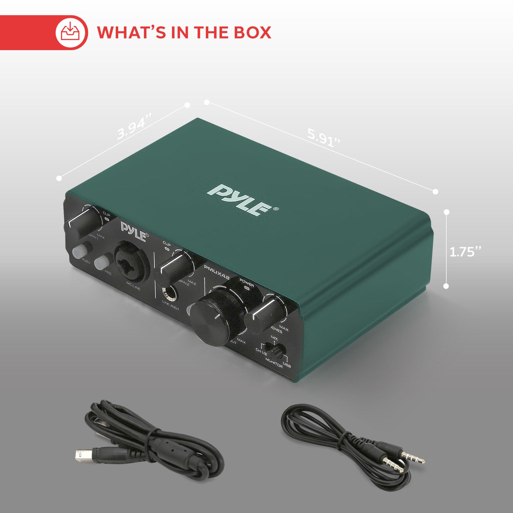 USB Audio Interface 2 Inputs 2 Outputs 48V Phantom Power Metal B881