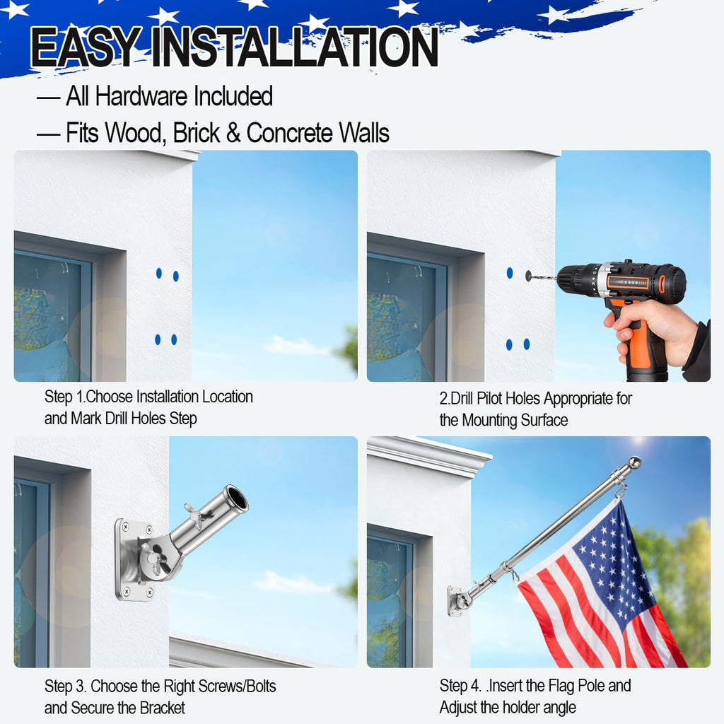 Adjustable 316 Stainless Steel Flag Pole Holder V121326