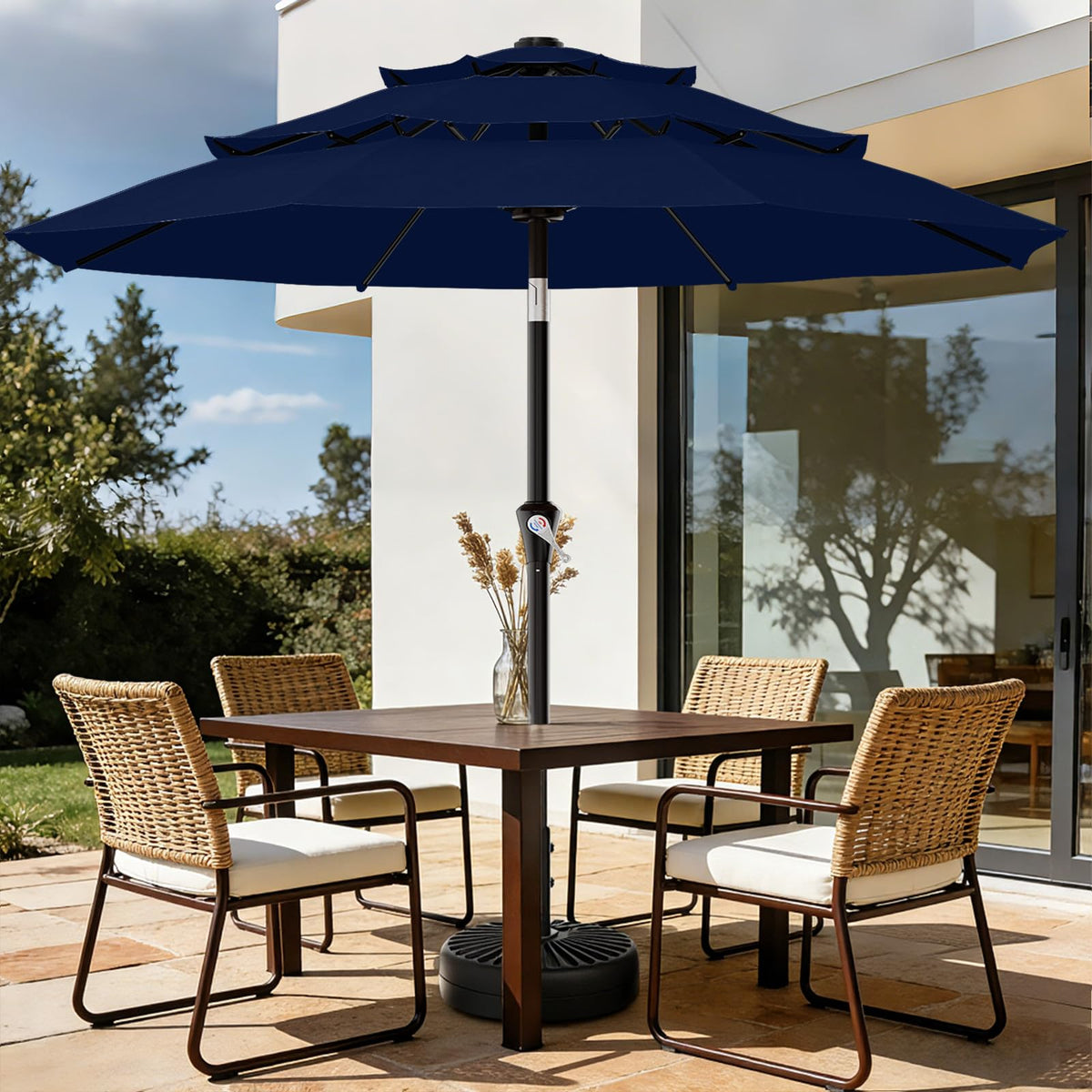 9ft 3-Tier UV Protection Windproof Patio Umbrella Q151