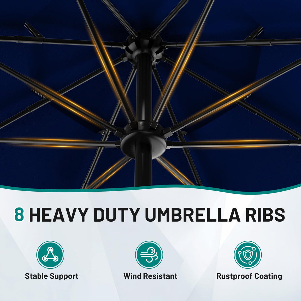 9ft 3-Tier UV Protection Windproof Patio Umbrella Q151