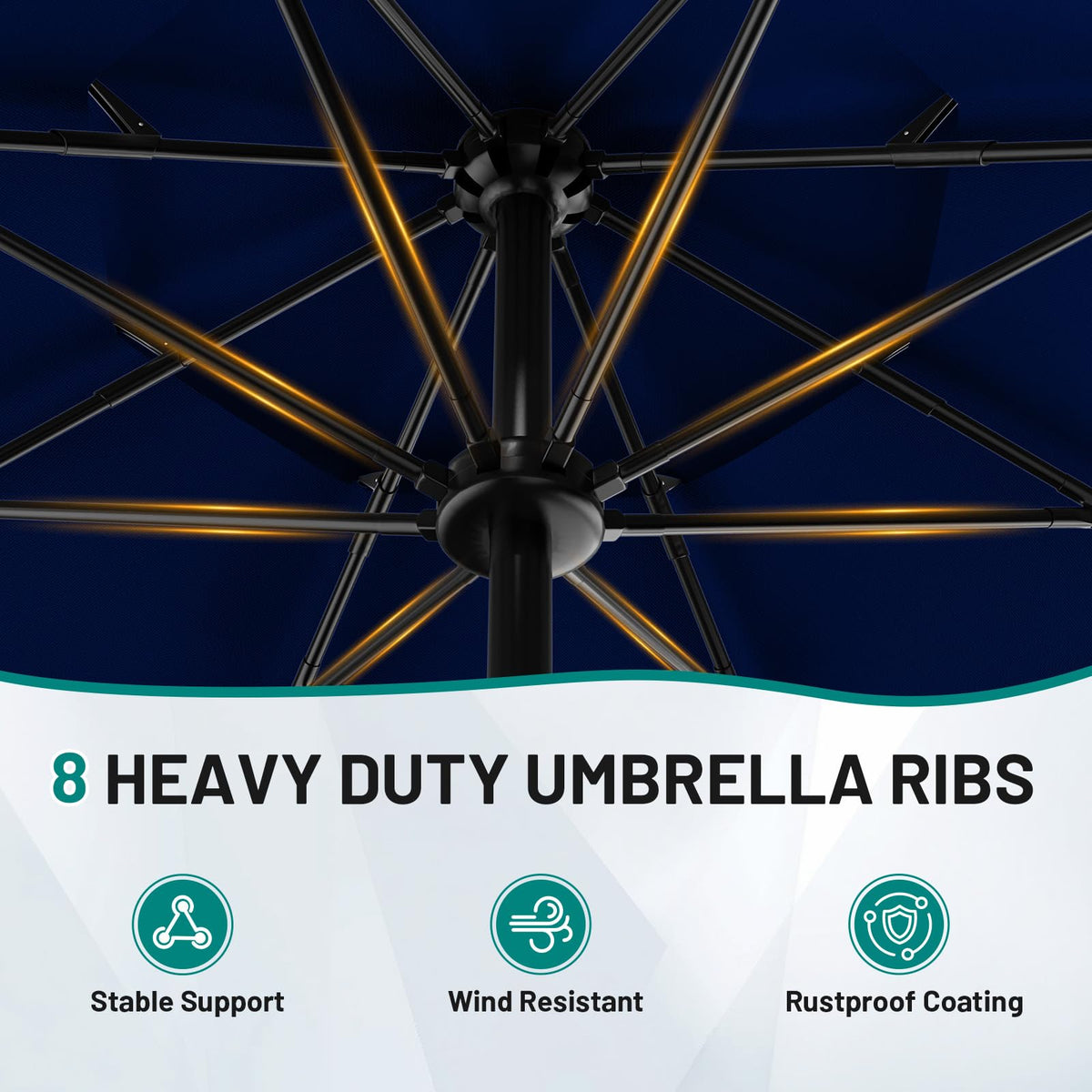 9ft 3-Tier UV Protection Windproof Patio Umbrella Q151