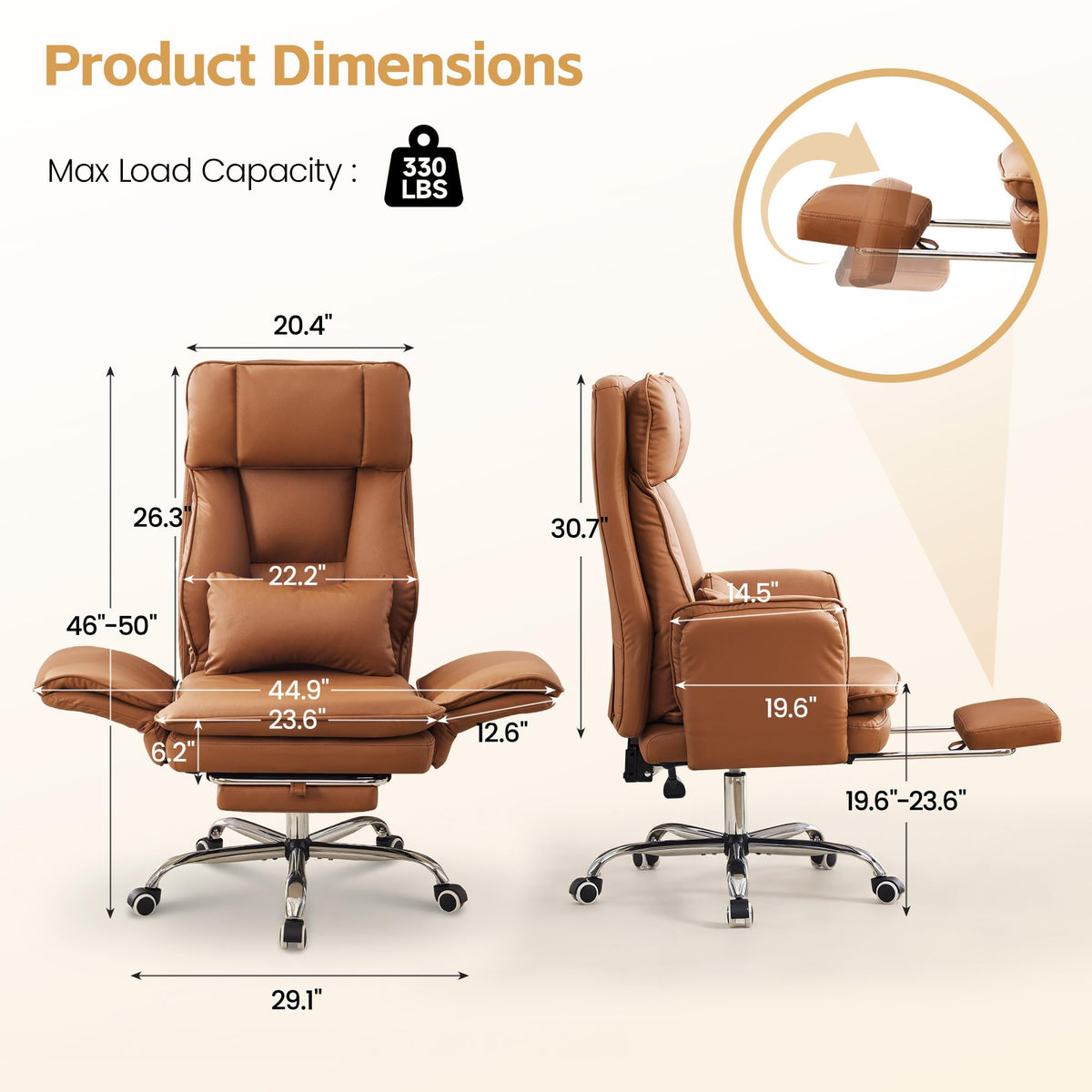 Big and Tall Office Chair with Footrest D509826