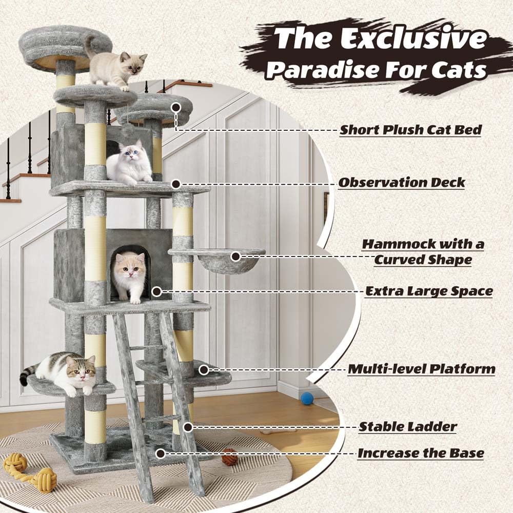 72 inch Cat Tree with Scratching Posts G2537