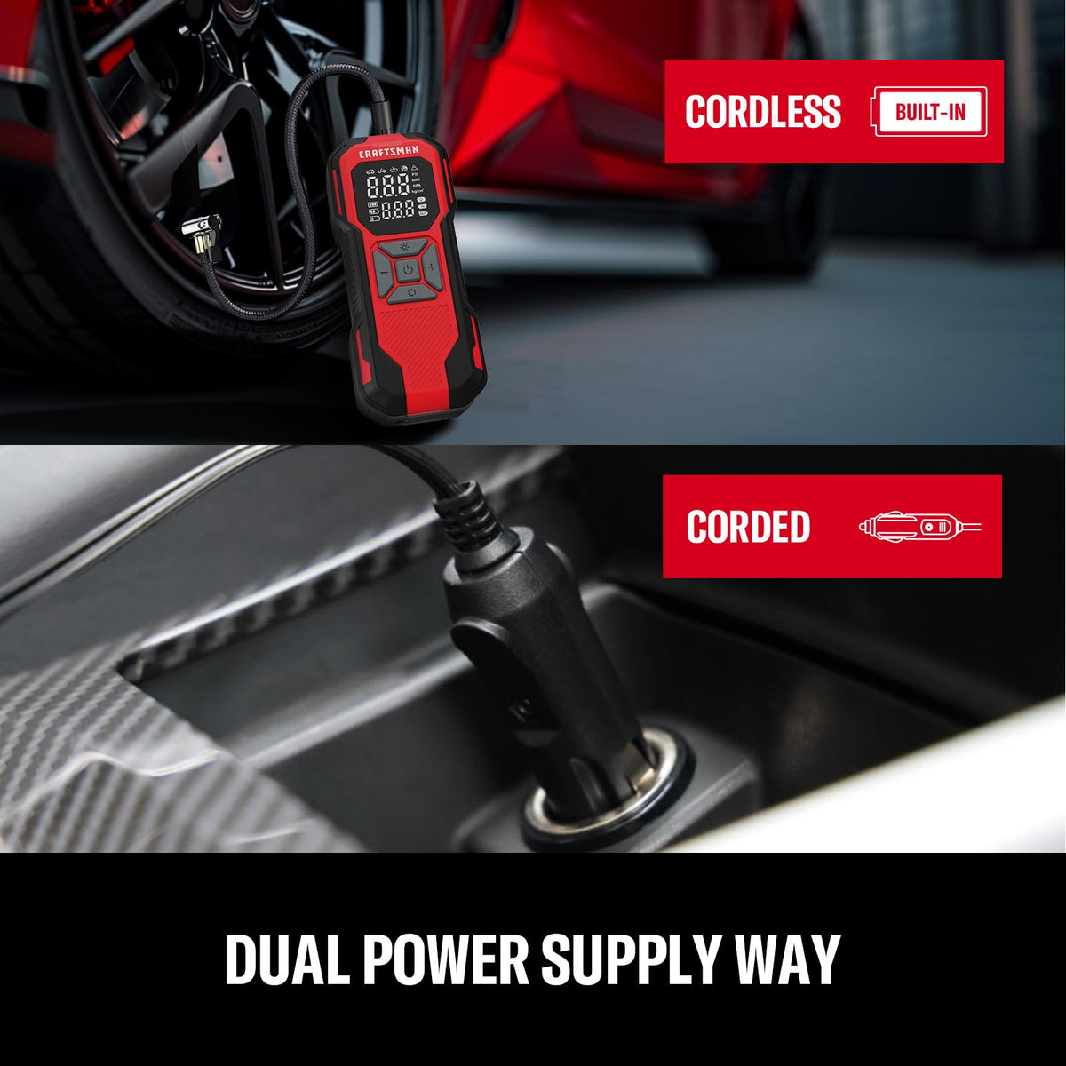 Cordless Portable Air Compressor with Digital Tire Pressure Gauge U59231