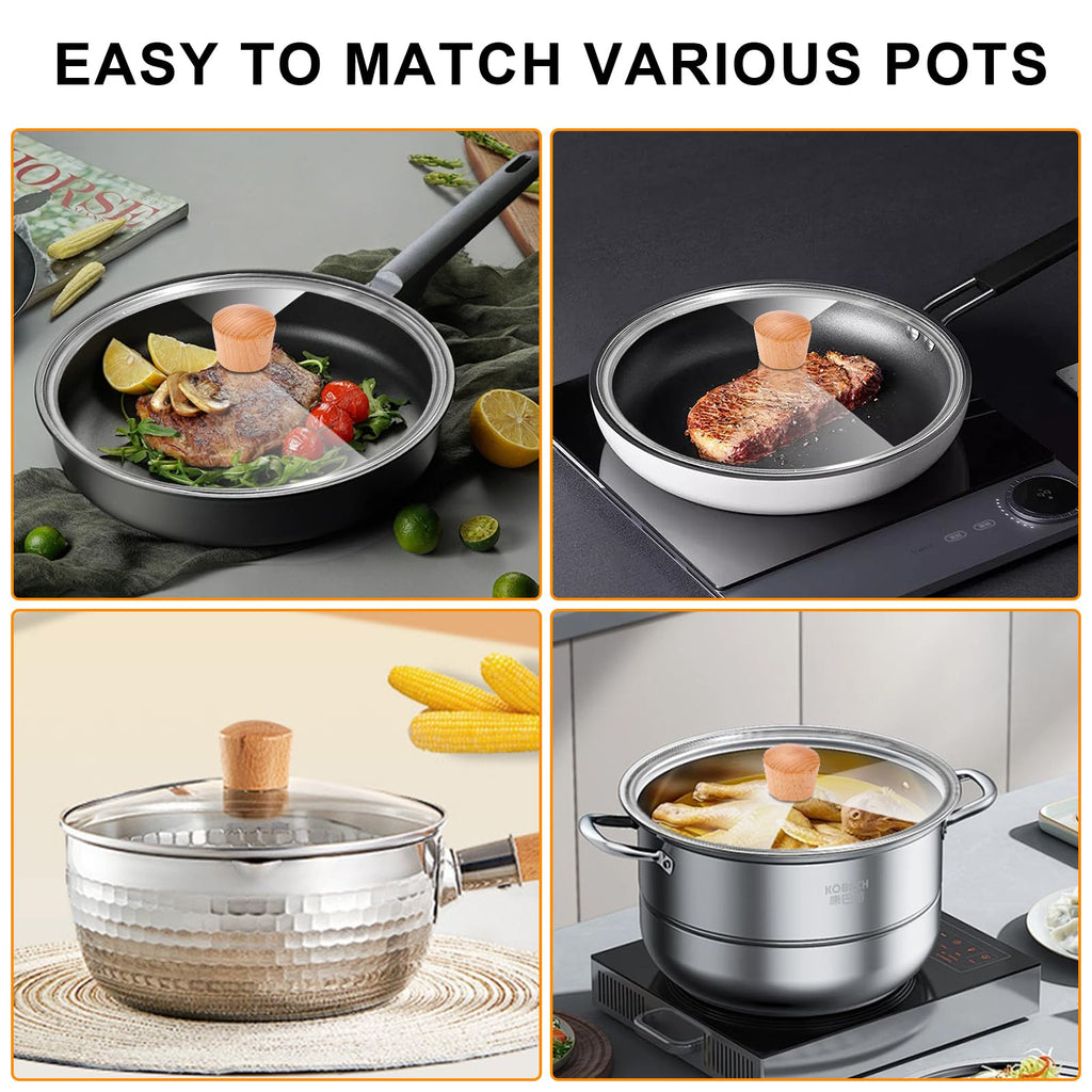8 Inch Tempered Glass Pan Lid with Wooden Handle M2494