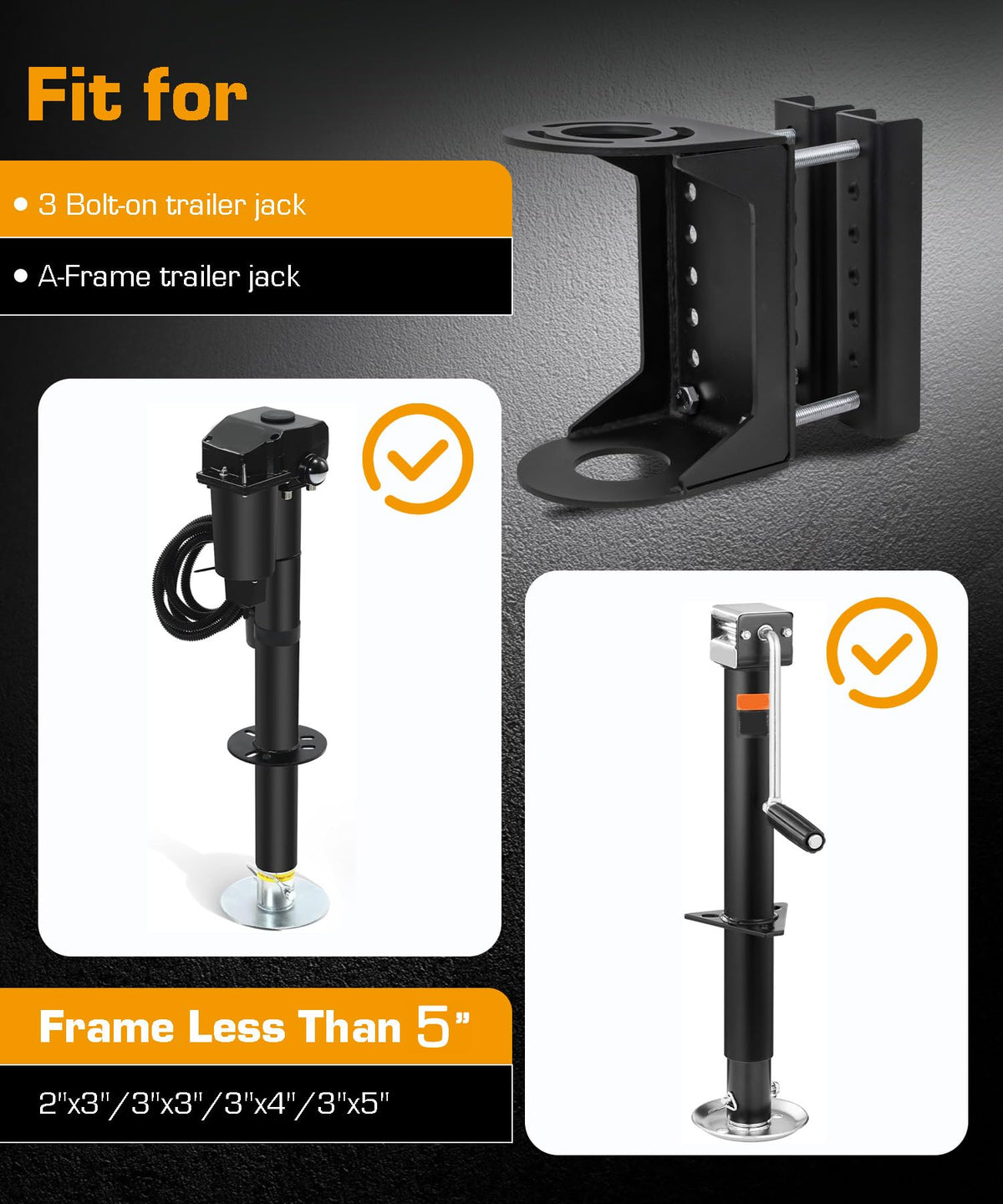 Black Steel Trailer Tongue Jack Stand Bracket A704849
