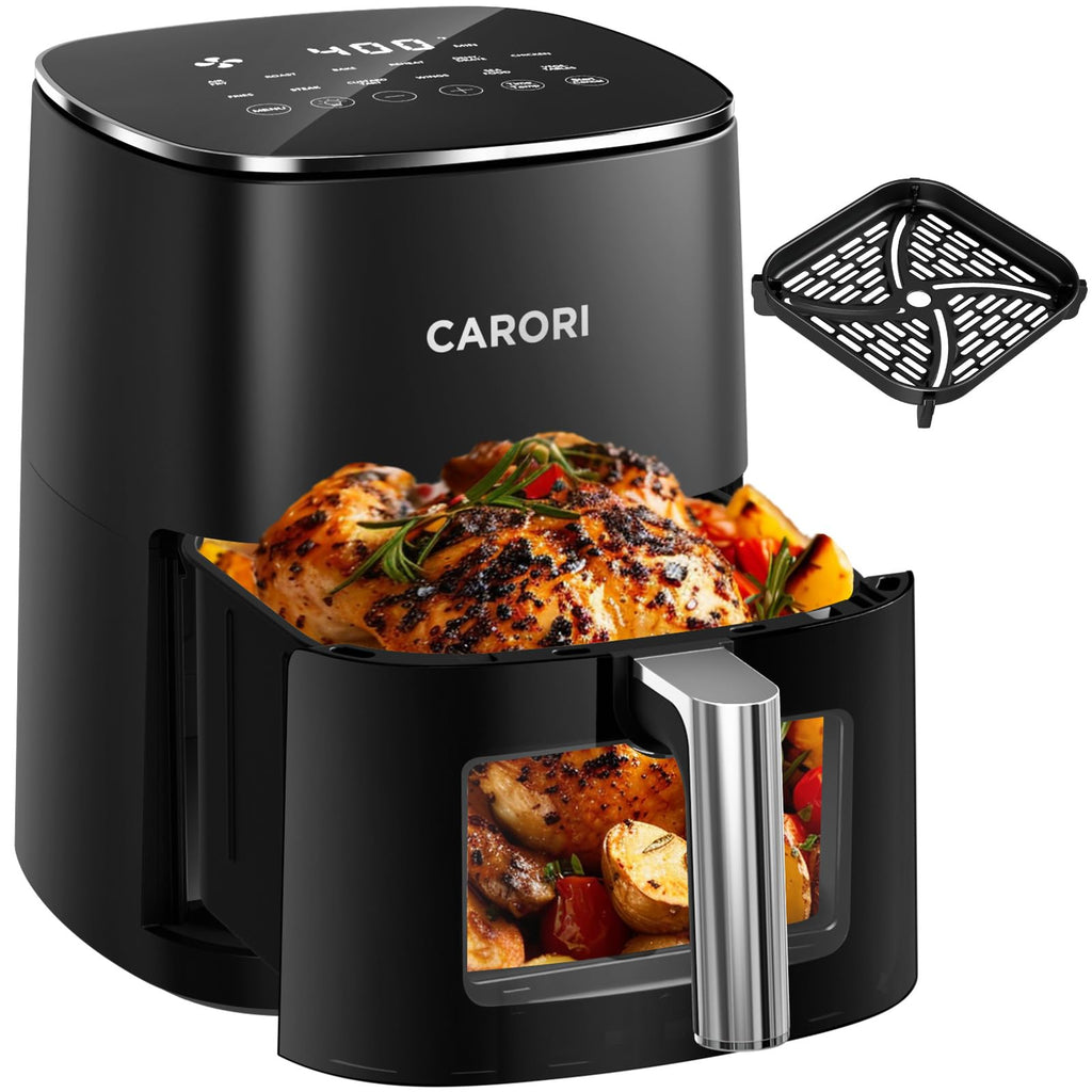6 Qt Air Fryer with Viewing Window, 12 Presets, Nonstick Dishwasher-Safe Basket, Black Z50081