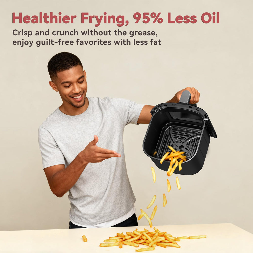 6 Qt Air Fryer with Viewing Window, 12 Presets, Nonstick Dishwasher-Safe Basket, Black Z50081