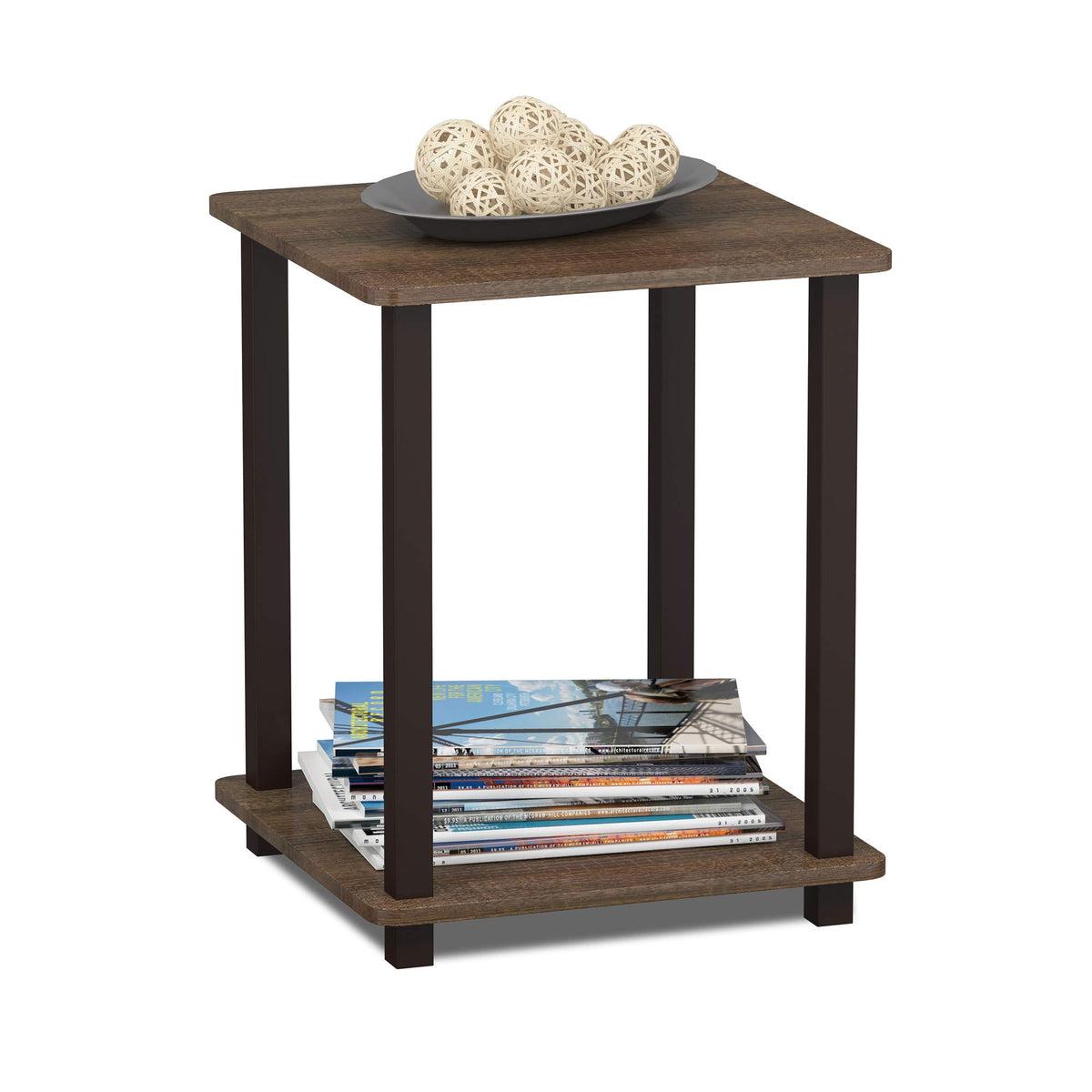 Set of 2 End Table Walnut Brown U72772
