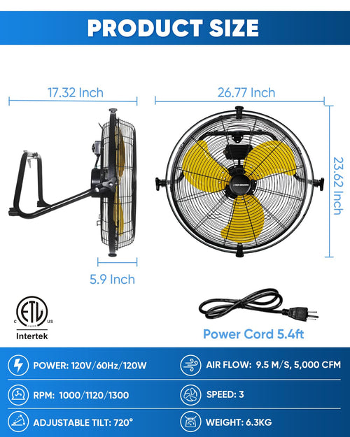 20 Inch 3-Speed High Velocity Metal Fan Z2020