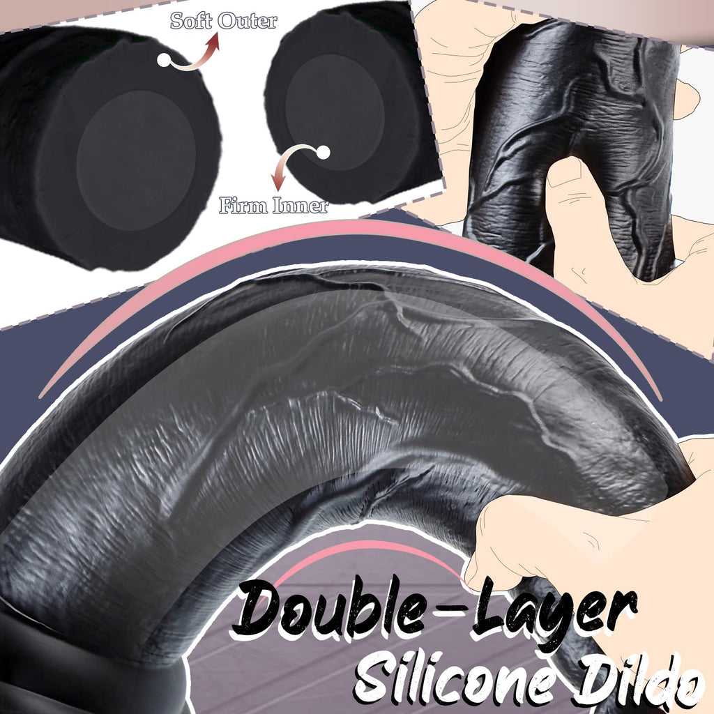 12 Inch Black Thick Anal Dildo B612