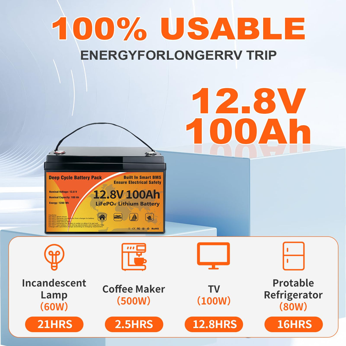 12V 100Ah LiFePO4 Deep Cycle Battery N59358