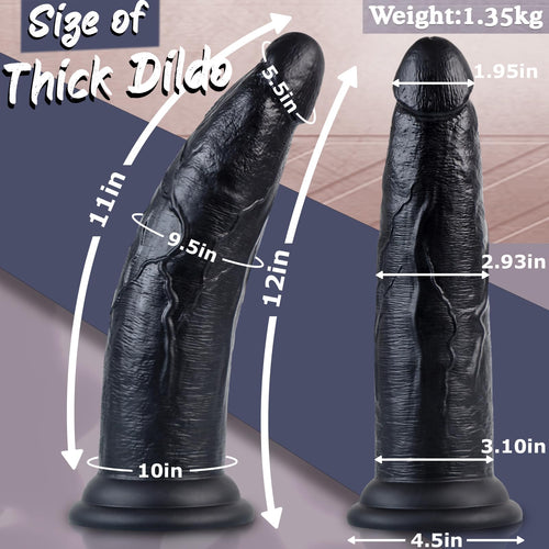 12 Inch Black Thick Anal Dildo B612