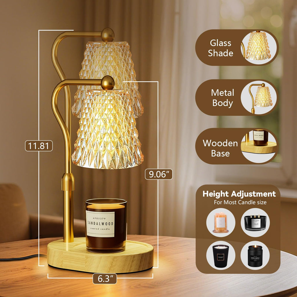 Candle Warmer Lamp with Timer Dimmer, Height Adjustable Wax Melt Warmer for Jar Candles T451284