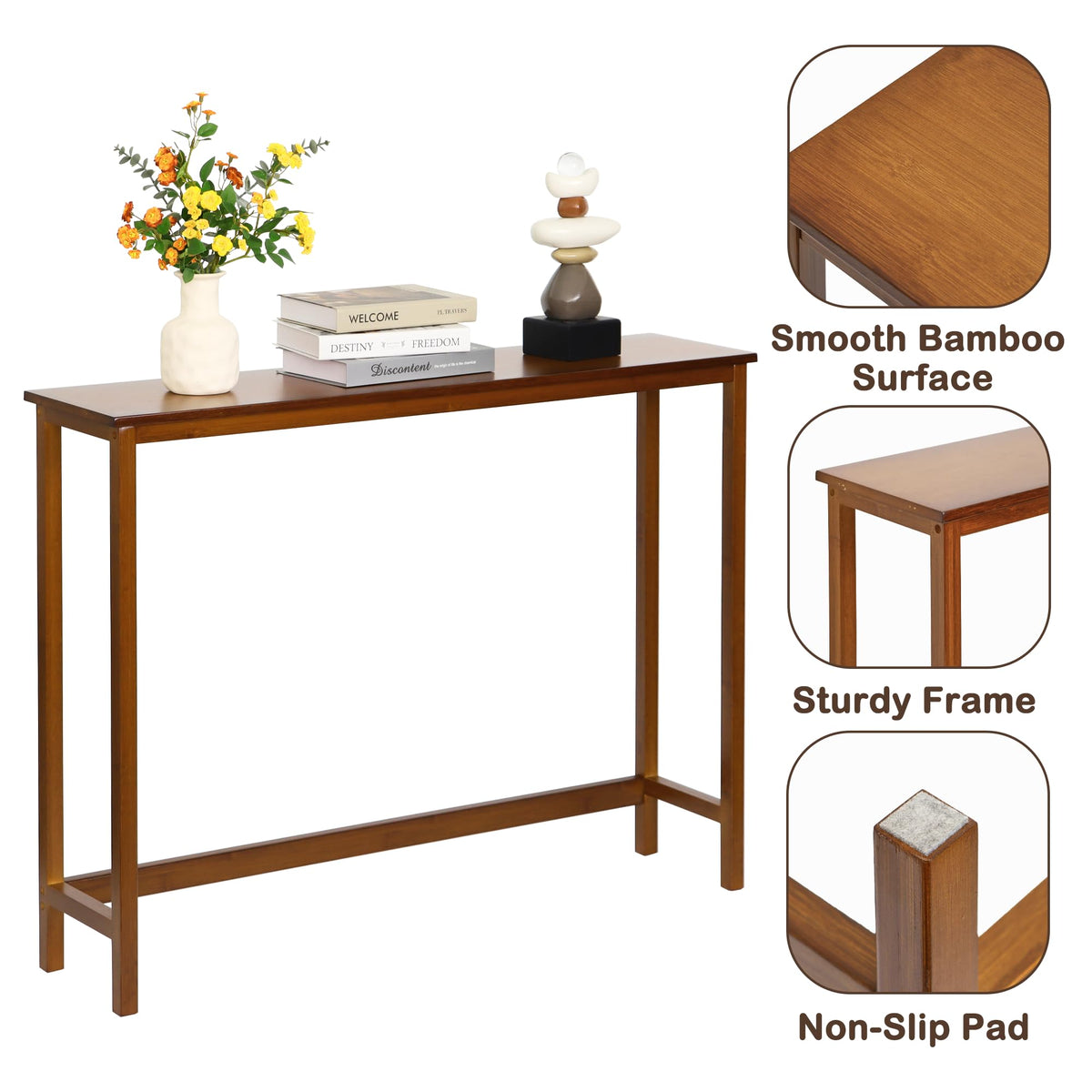 Bamboo Narrow Wood Console Table D59328