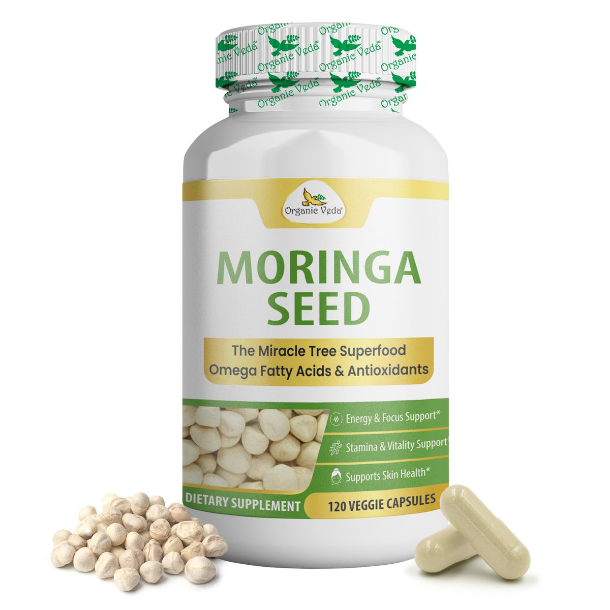 Organic Moringa Seeds Capsules 120 Vegan Capsules I373
