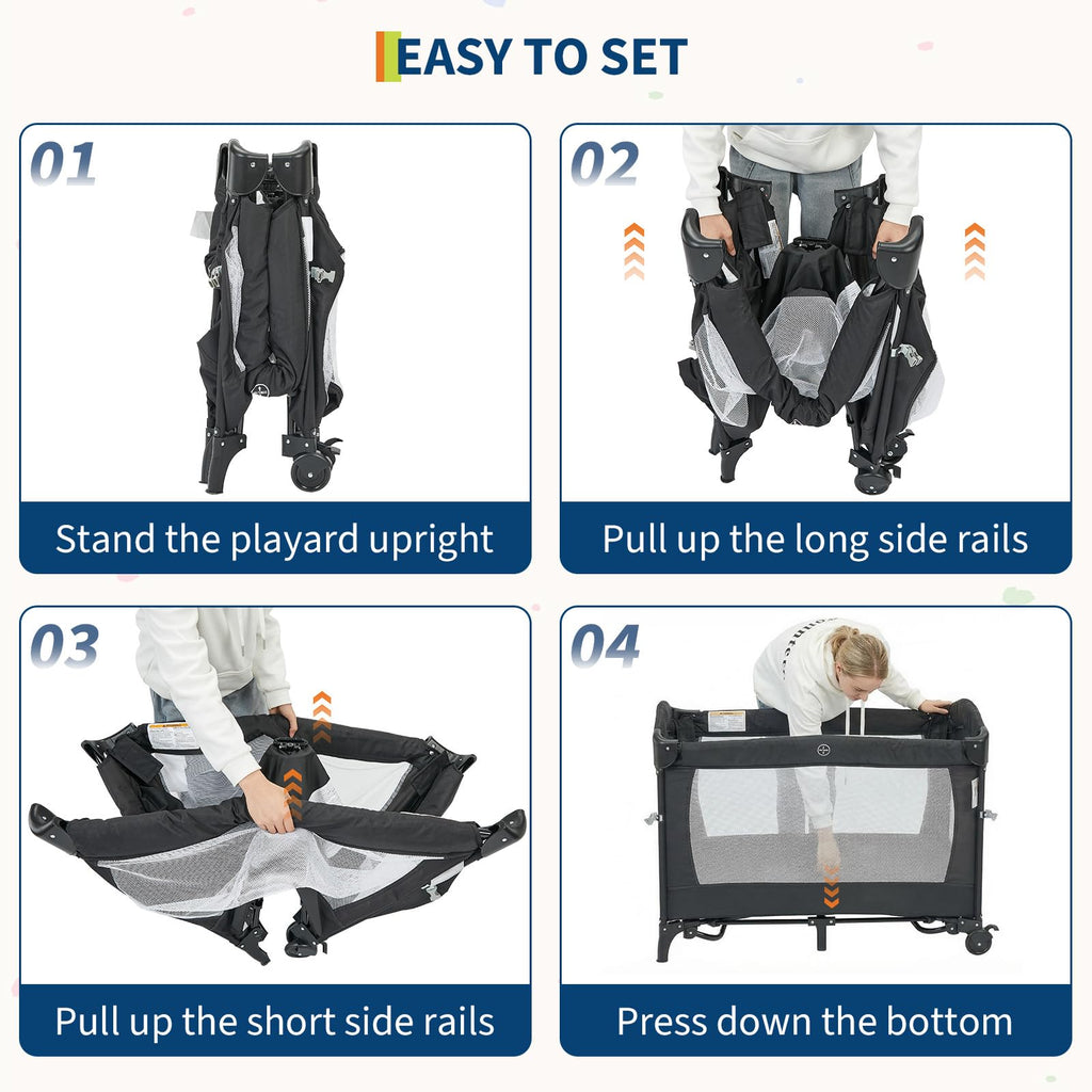 4 in 1 Pack and Play with Bassinet, Changing Table, Playpen and Carry Bag B420018