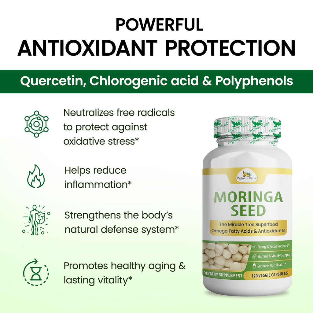 Organic Moringa Seeds Capsules 120 Vegan Capsules I373