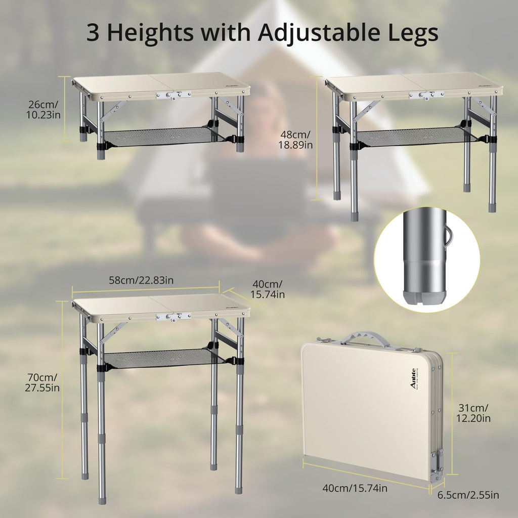 2 ft Small Folding Table, 3 Adjustable Height Z321245