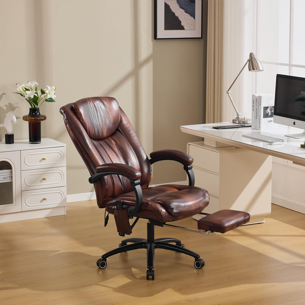 Brown PU Leather Heated Massage Executive Chair Y23676