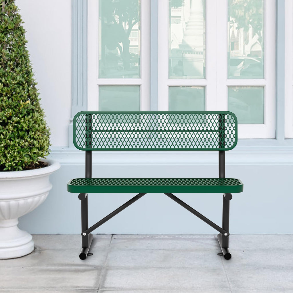 4FT Heavy Duty Metal Outdoor Bench with Backrest V10316