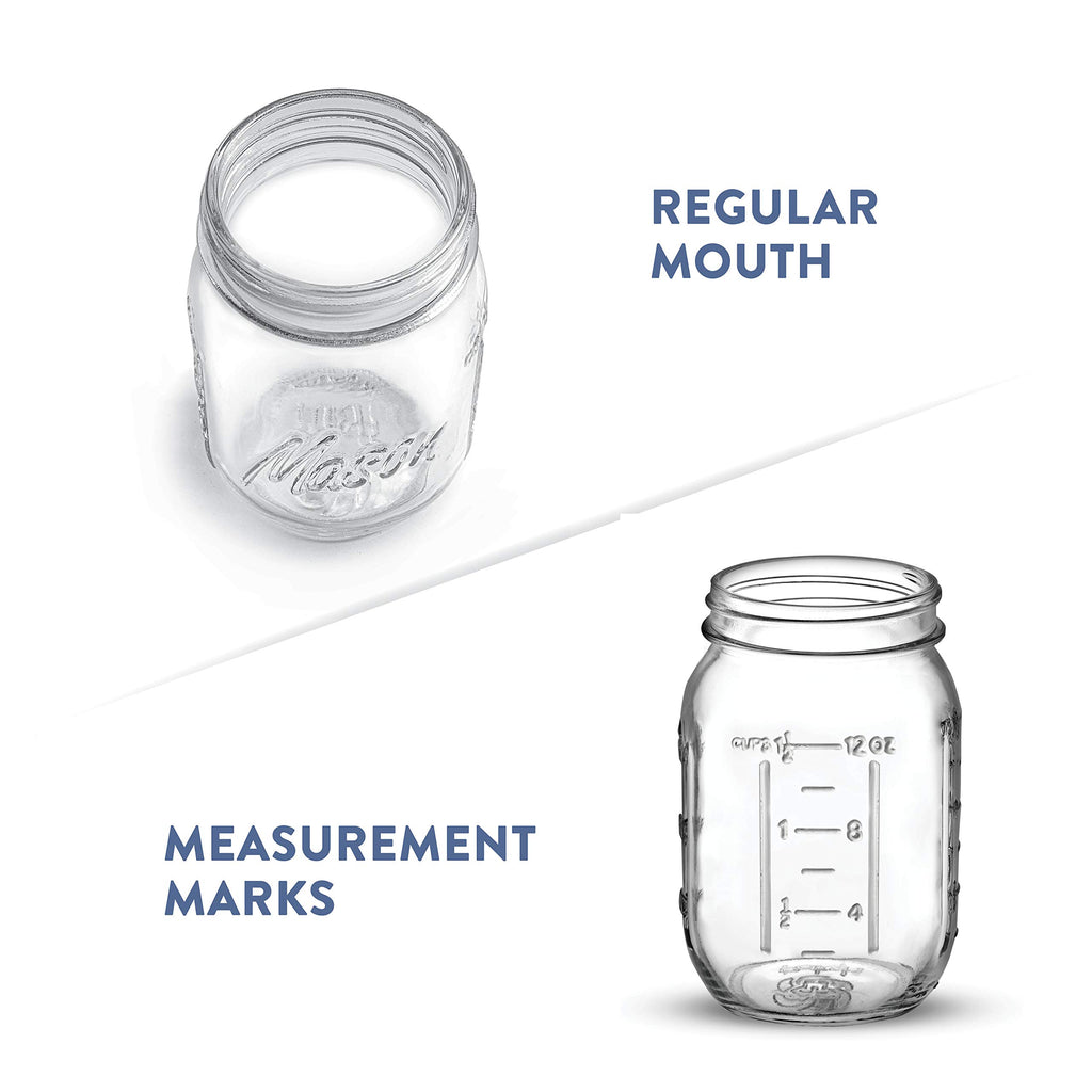 16 oz 12-Pack Regular Mouth Glass Jars with Lid & Seal Bands P769714