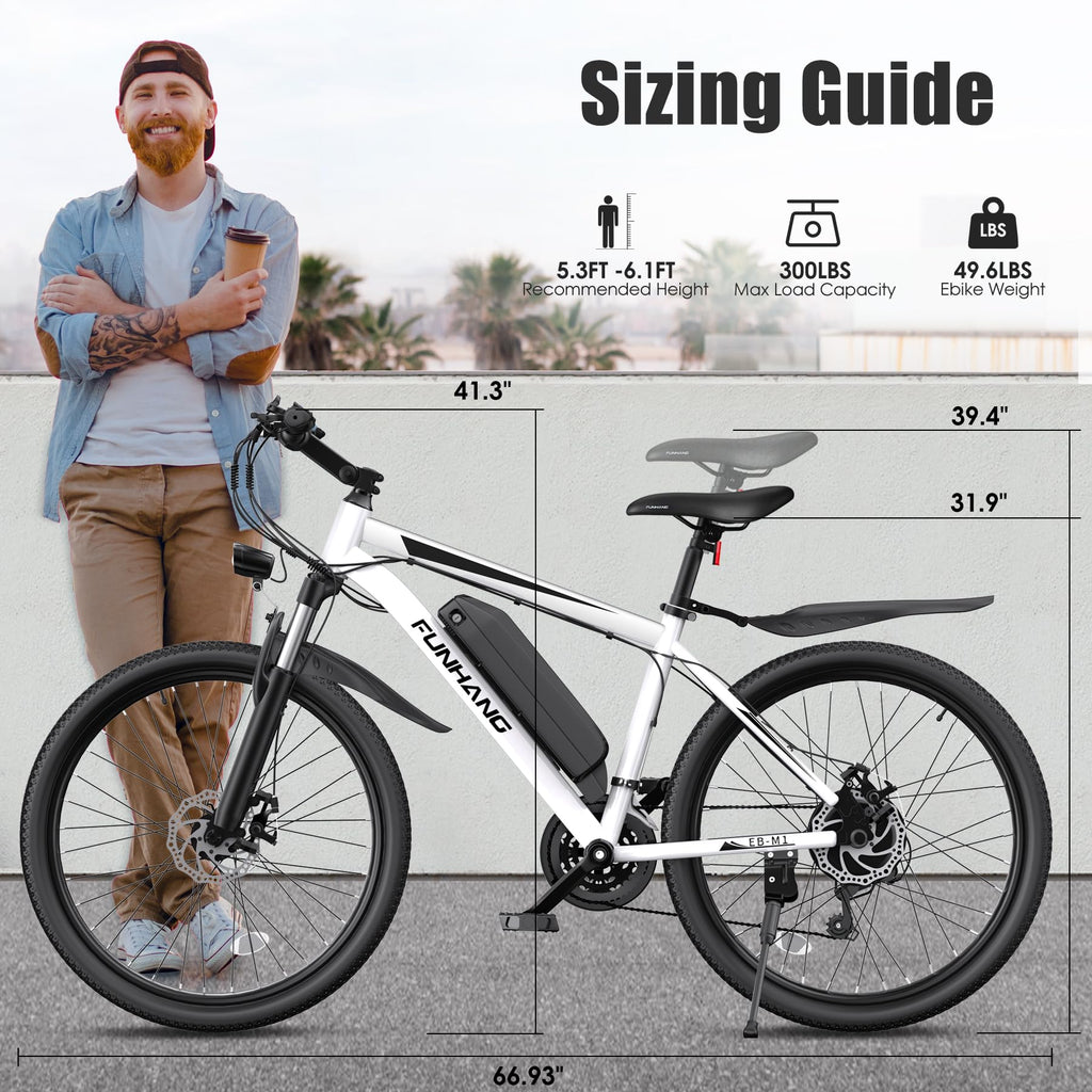 1000W 50Miles 26" Electric Mountain Bike with 48V Removable Battery W23038