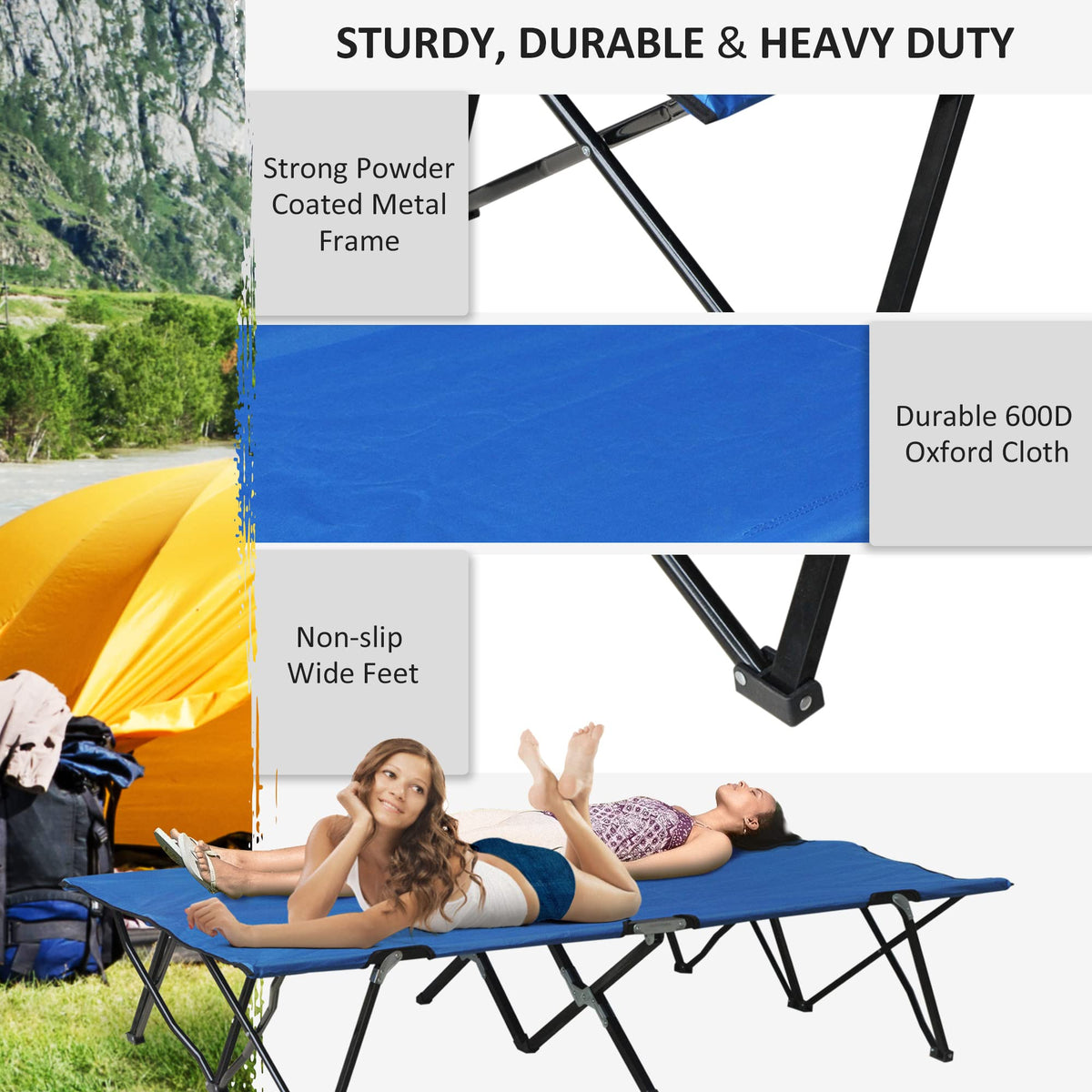 2 Person Folding Camping Cot with Carry Bag D56604