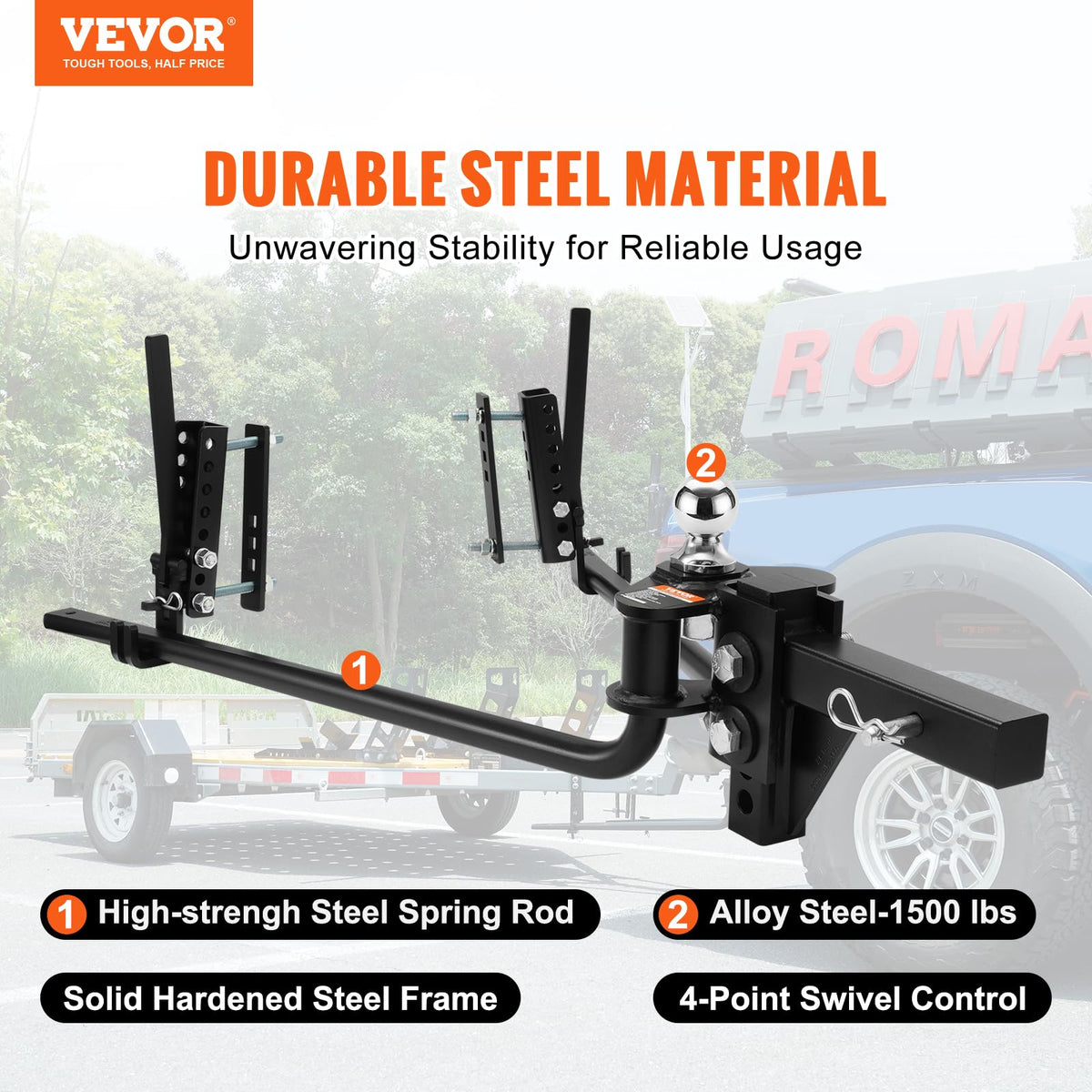 1500 lbs Capacity Weight Distribution Hitch with 2-Inch Steel Shank Z877477