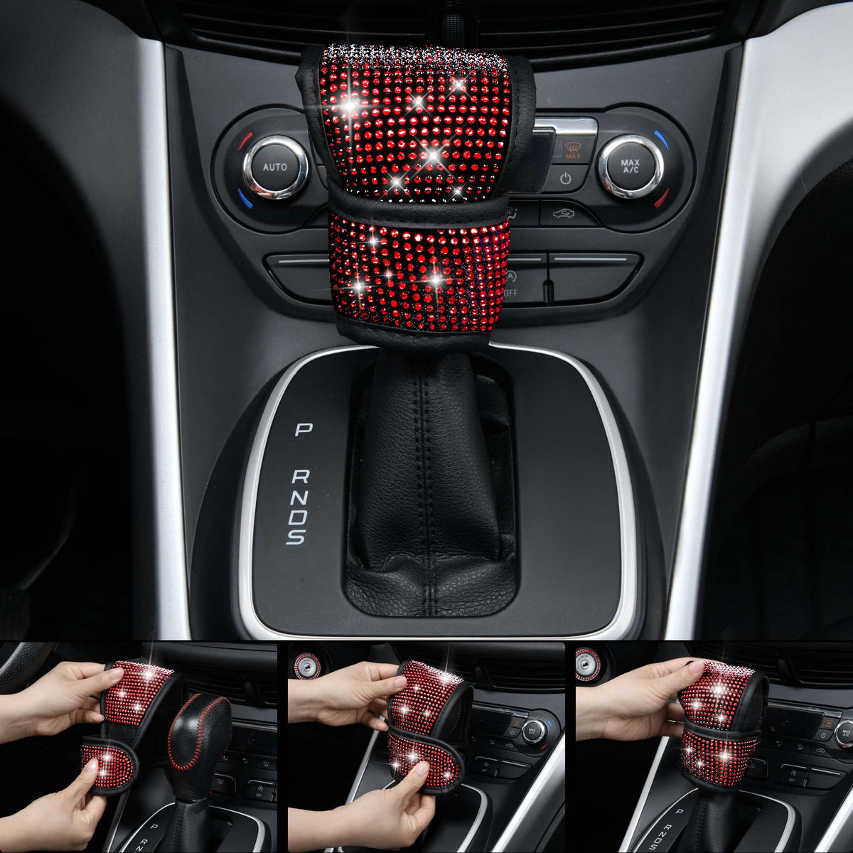 23 Pcs Bling Diamond Car Accessories Set Red V5917