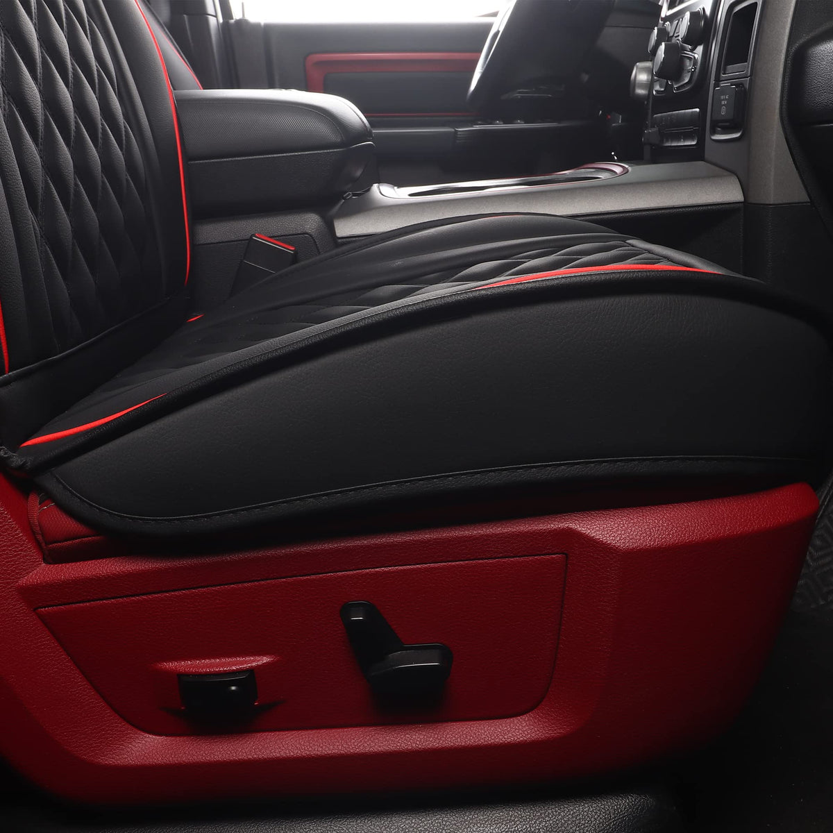 Waterproof Synthetic Leather Car Seat Covers 5PCS Full Set Black Red O89197