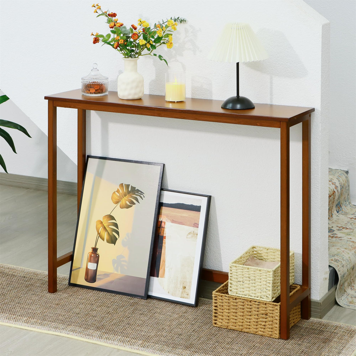 Bamboo Narrow Wood Console Table D59328