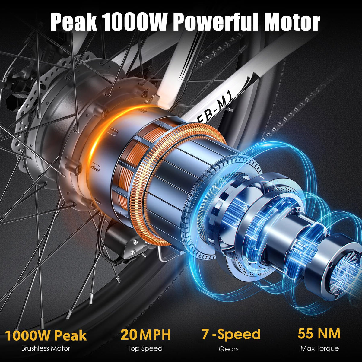 1000W 50Miles 26" Electric Mountain Bike with 48V Removable Battery W23038