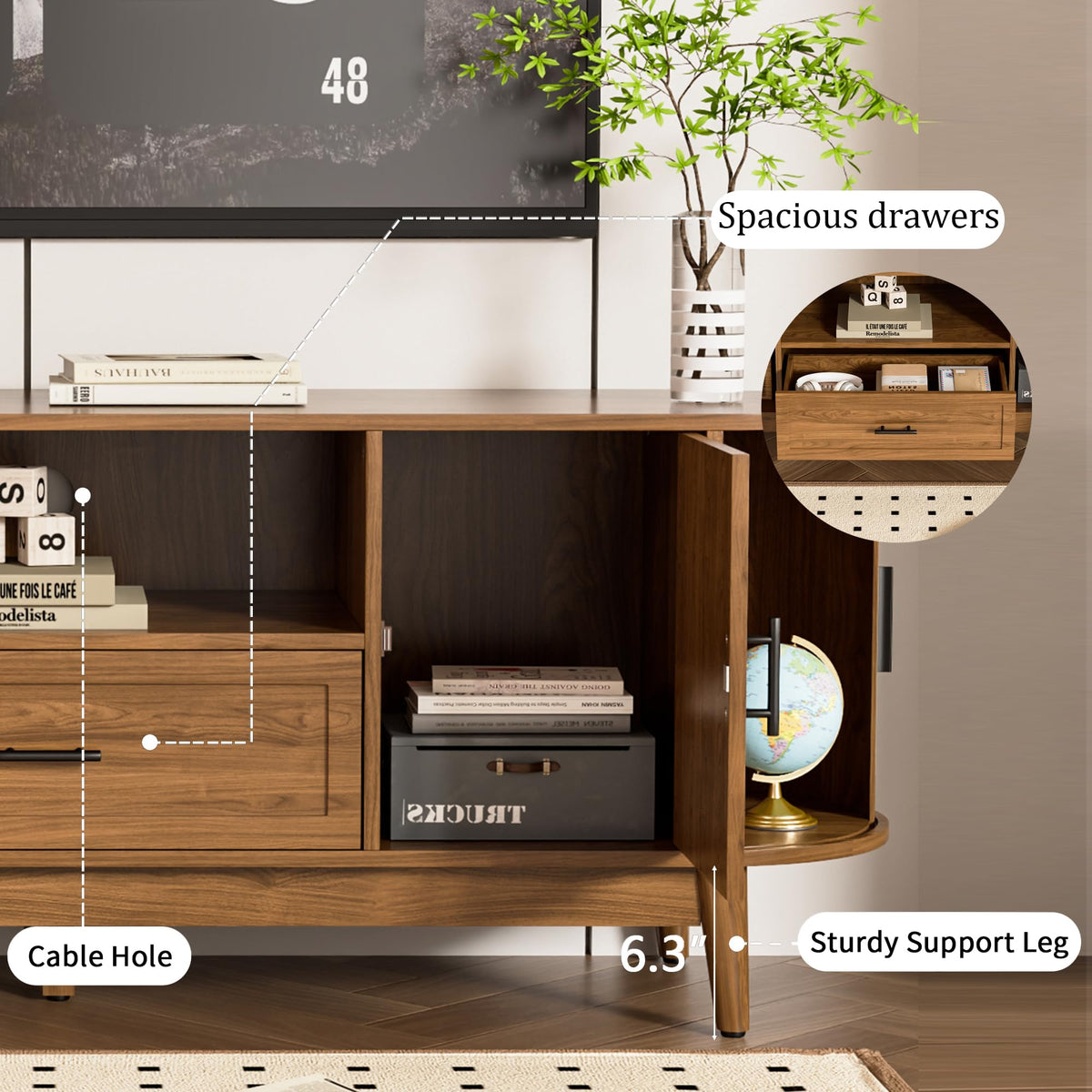 63" Fluted TV Stand with Drawers S95591